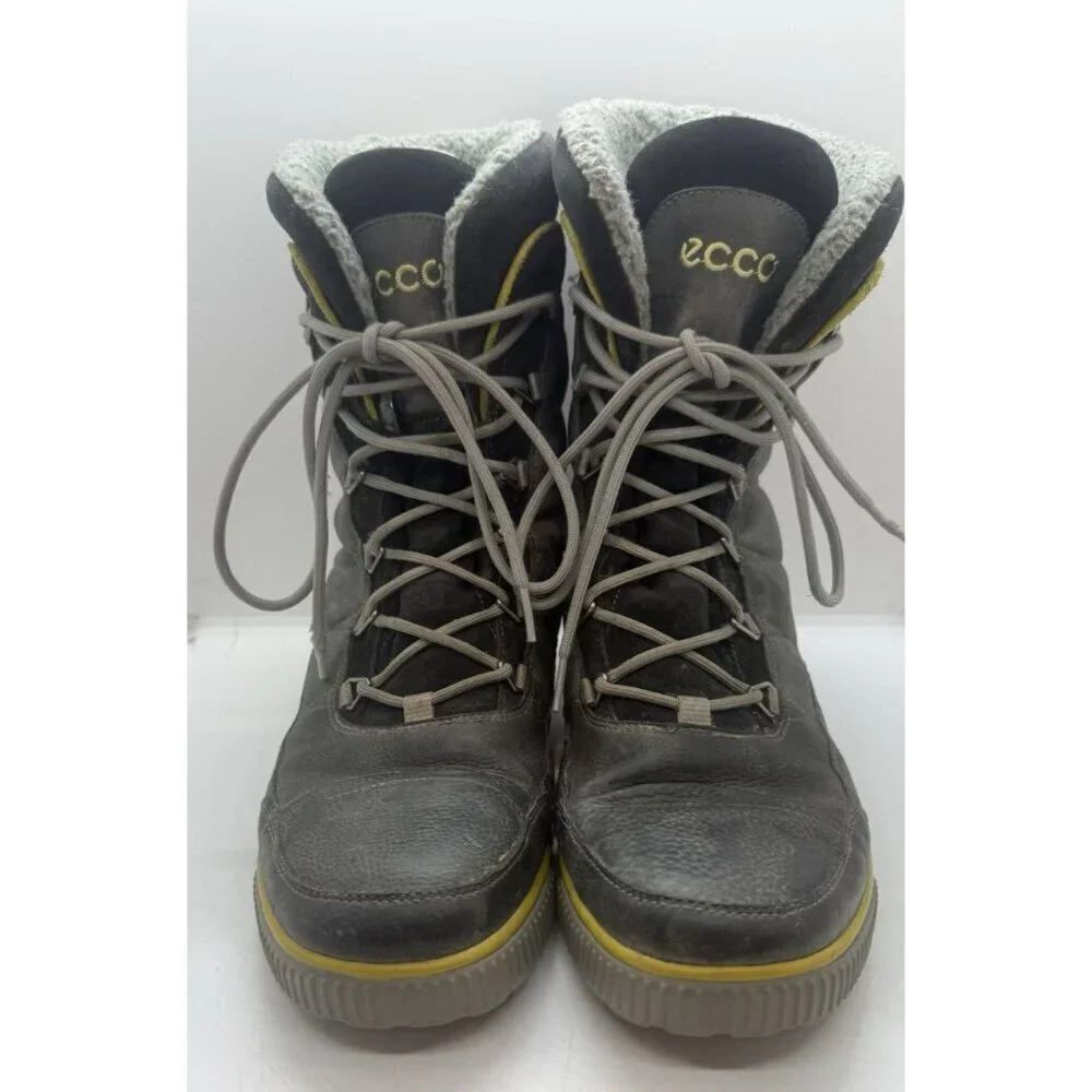 ECCO Siberia Lite Waterproof Winter Boots Graphite Gray Leather EU 41 US 10-10.5